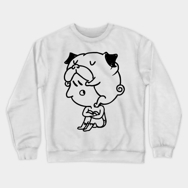 Cuddly Pug Crewneck Sweatshirt by huebucket